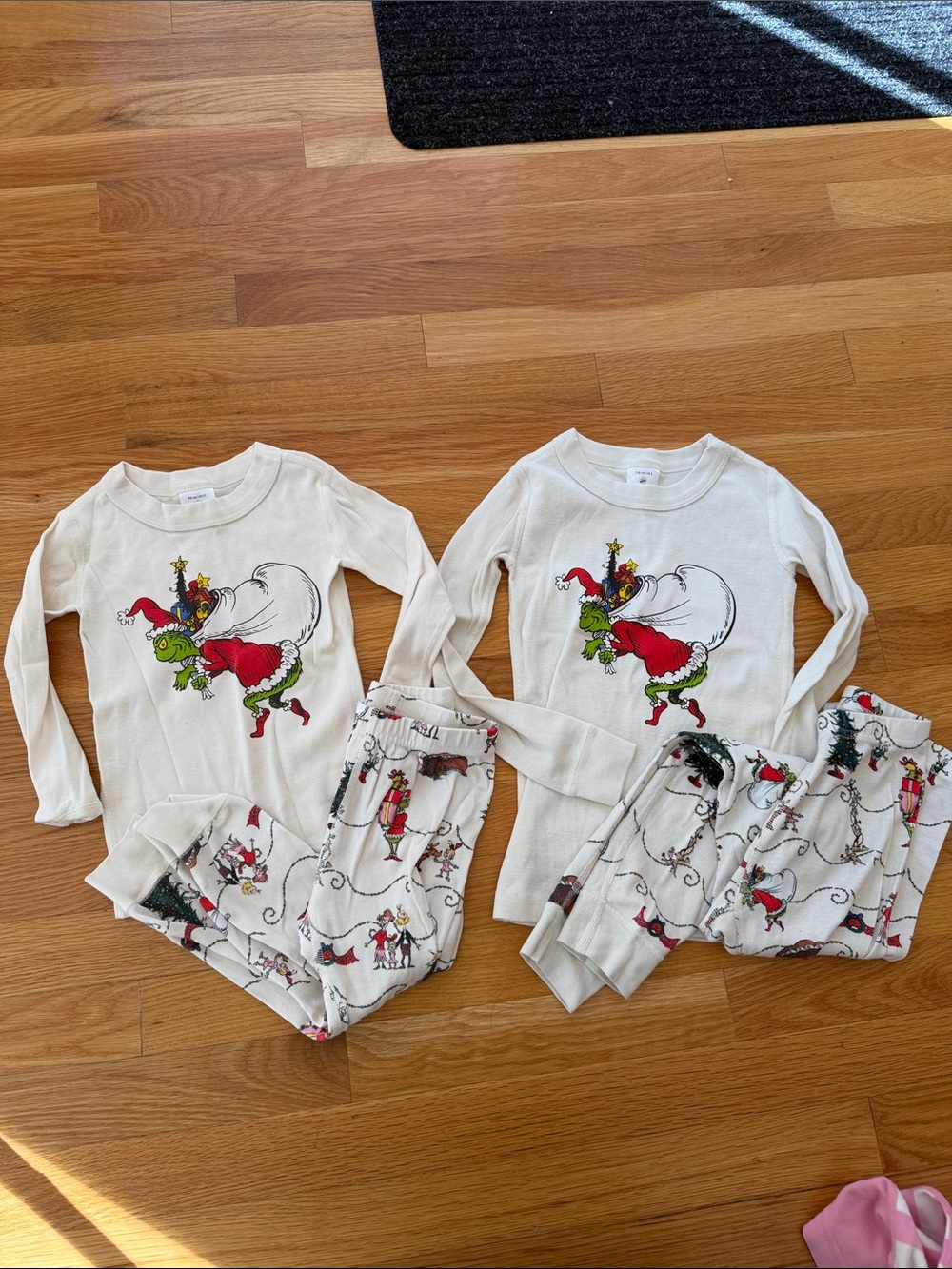 Kids Cream Grinch Holiday Pajama Set - Long Sleeve Top & Pants